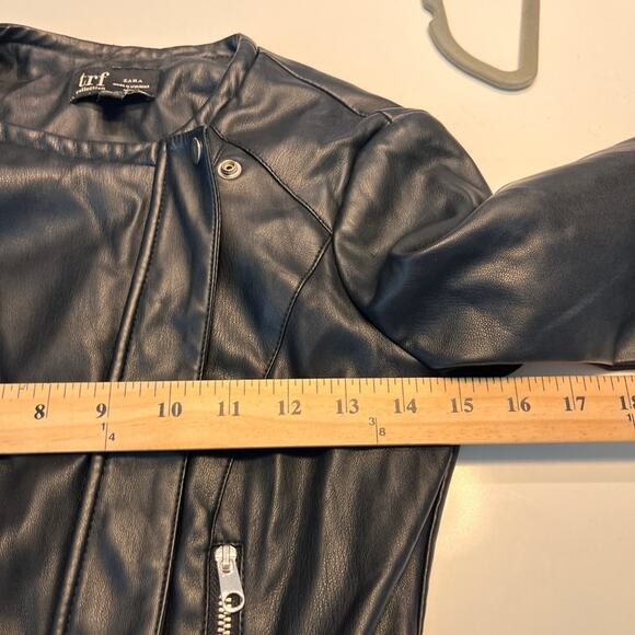 Zara Black Vegan Leather Biker Jacket XS - Picture 7 of 8